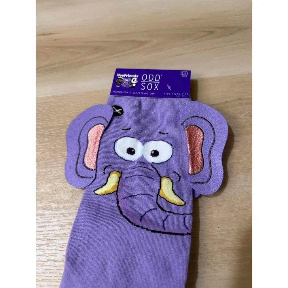 VeeFriends 3D Socks: Empathy Elephant Size 8-12 Purple Vee Friends Odd Sox Ears